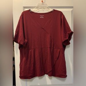 Jaanuu Women Tulip Mock Wrap Scrub Top 3x